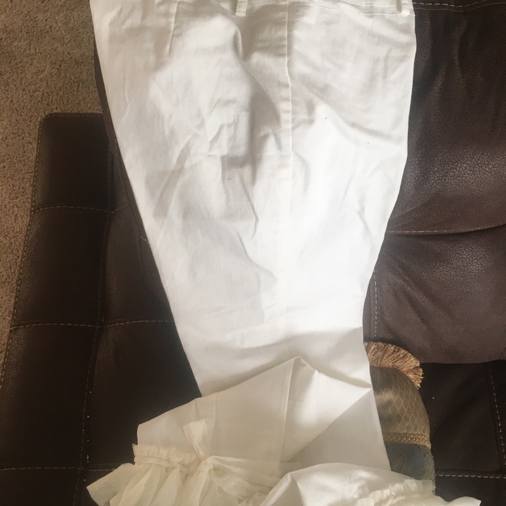 One of a kind white jeans trimmed in lace...